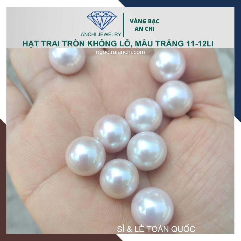 Viên ngọc trai nước ngọt tự nhiên 11mm - 12mm màu trắng. Sỉ lẻ toàn quốc