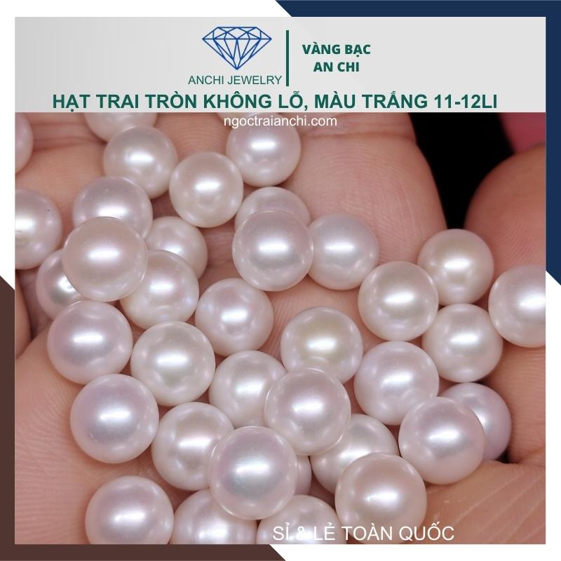 Viên ngọc trai nước ngọt tự nhiên 11mm - 12mm màu trắng. Sỉ lẻ toàn quốc
