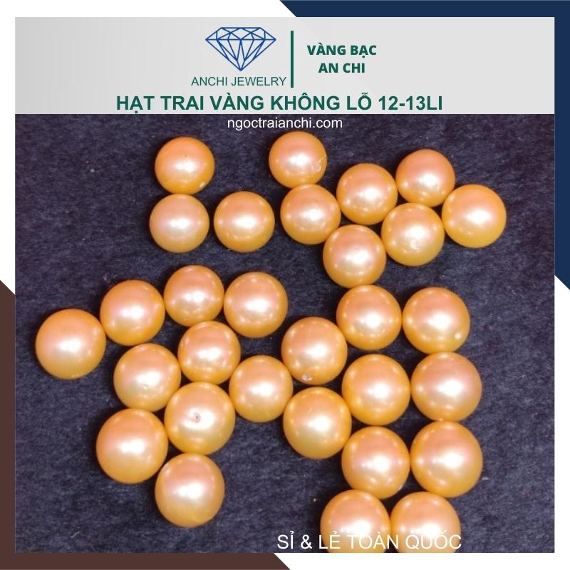 Ngọc trai Vàng 12mm - 13mm lẻ 1 hạt | Ngọc trai nước ngọt tròn xoe cao cấp