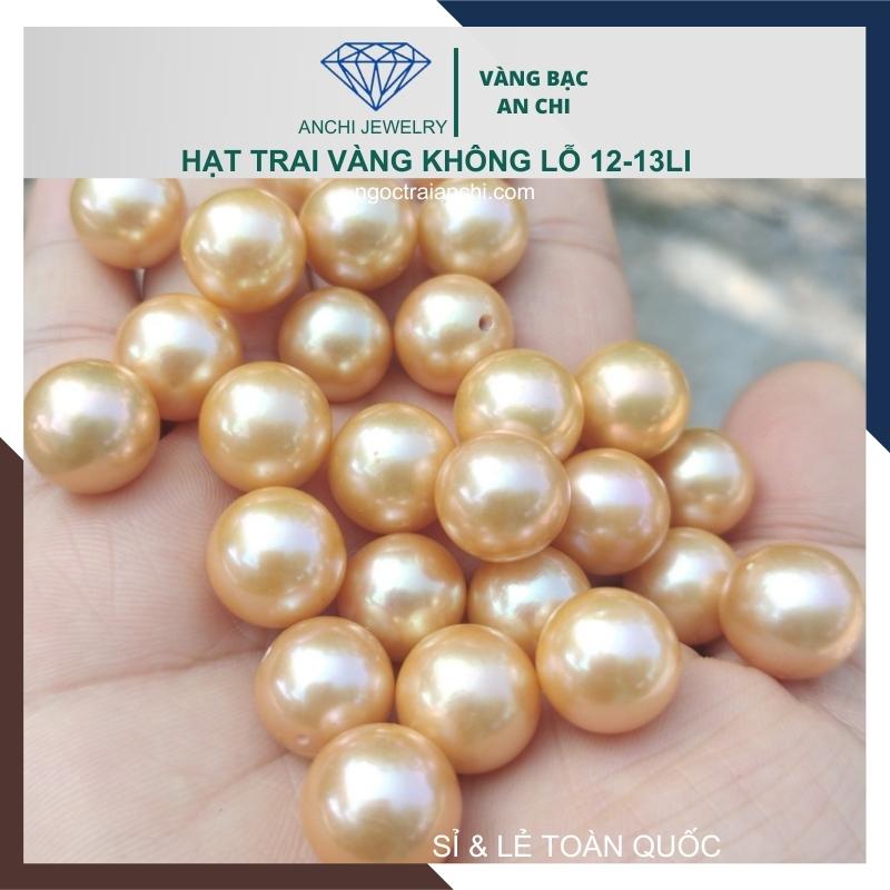 Ngọc trai Vàng 12mm - 13mm lẻ 1 hạt | Ngọc trai nước ngọt tròn xoe cao cấp