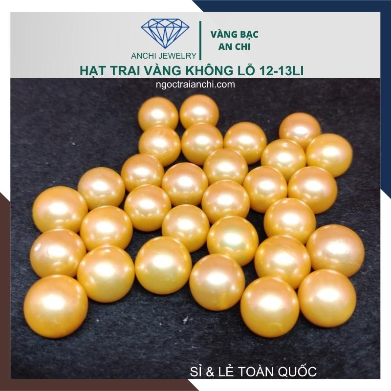 Ngọc trai Vàng 12mm - 13mm lẻ 1 hạt | Ngọc trai nước ngọt tròn xoe cao cấp