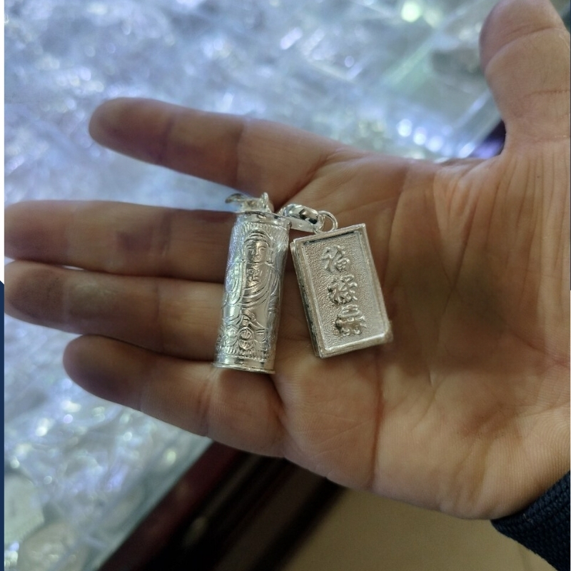 Mặt dây chuyền đựng bùa, xá lợi phật bằng bạc ta nguyên chất cho Nam Nữ mã N300L500