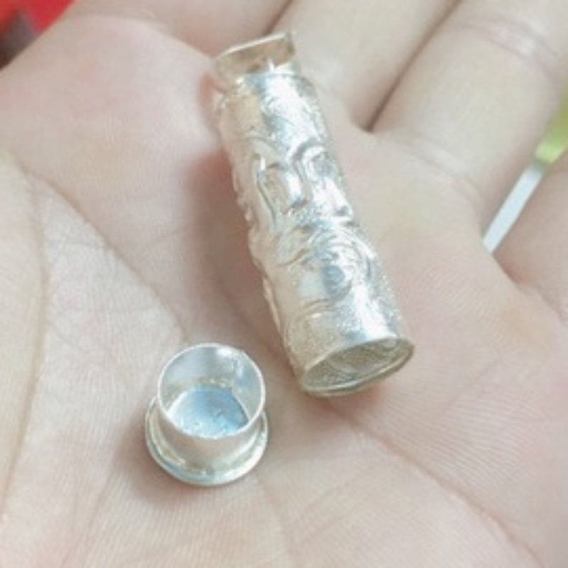 Mặt dây chuyền đựng bùa, xá lợi phật bằng bạc ta nguyên chất cho Nam Nữ mã N300L500