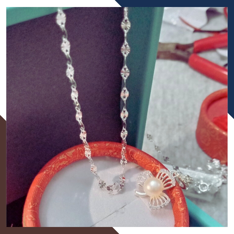 Mặt dây chuyền ngọc trai bạc đẹp hình cỏ 3 lá cho nữ mã K40TD89