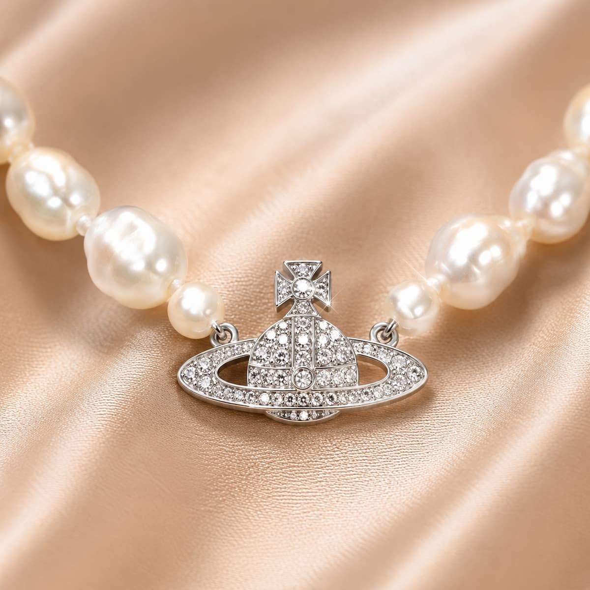 Vòng Cổ Ngọc Trai Dị VCNT192 – Fashion Pearl Hiện Đại & Mặt Địa Cầu Cá Tính