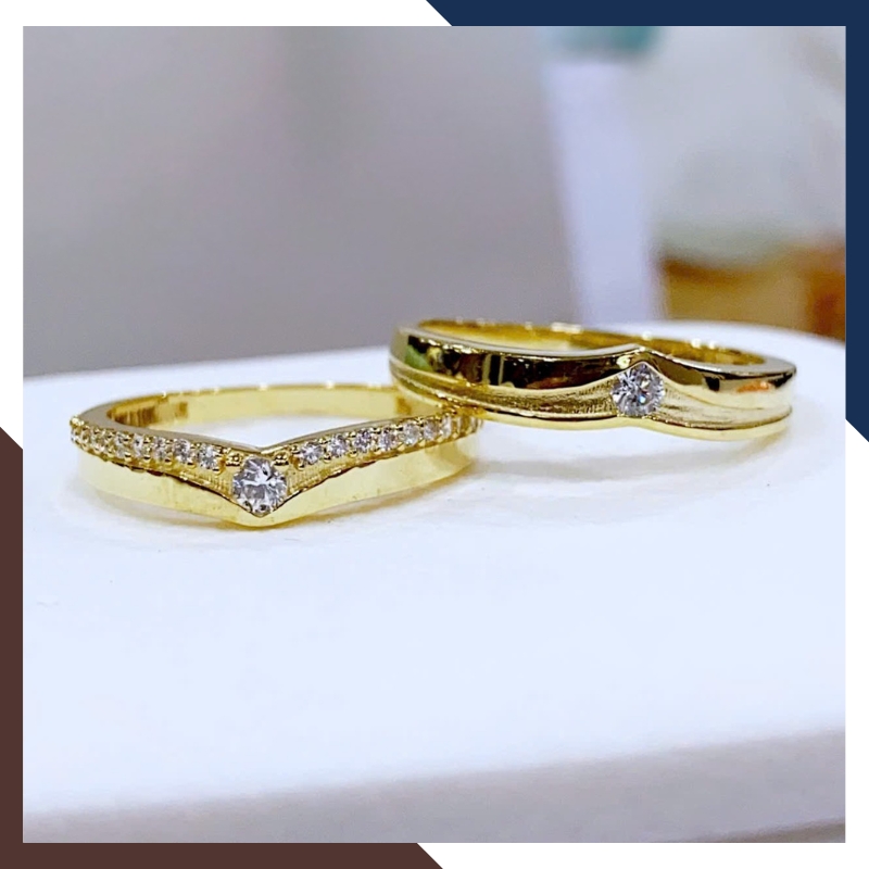 Nhẫn Cặp Đôi Vàng Tây, Nhẫn Cưới Vàng 10k Nhiều Mẫu Mới Đẹp Mã NVCD12