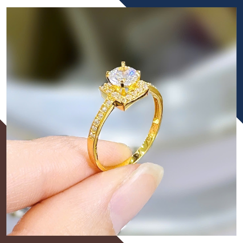 Nhẫn Cầu Hôn, Nhẫn Vàng Nữ Đính Đá NVN183 | Vàng Tây 10k