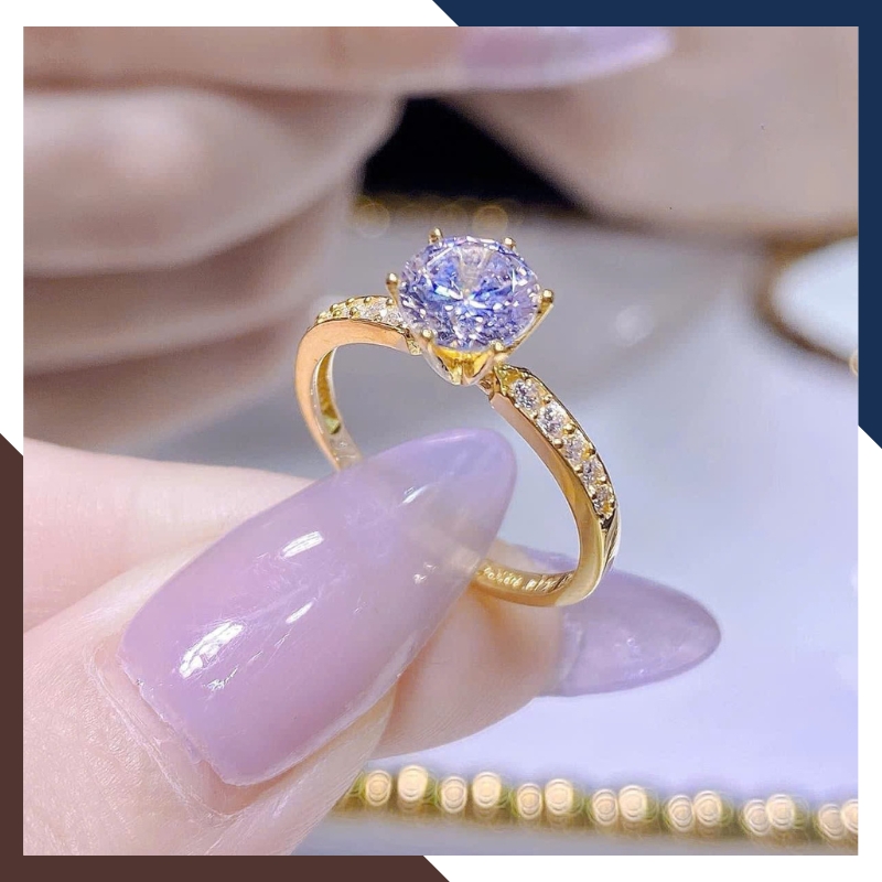 Nhẫn Cầu Hôn, Nhẫn Vàng Nữ Đính Đá NVN183 | Vàng Tây 10k