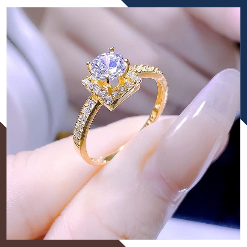 Nhẫn Cầu Hôn, Nhẫn Vàng Nữ Đính Đá NVN183 | Vàng Tây 10k