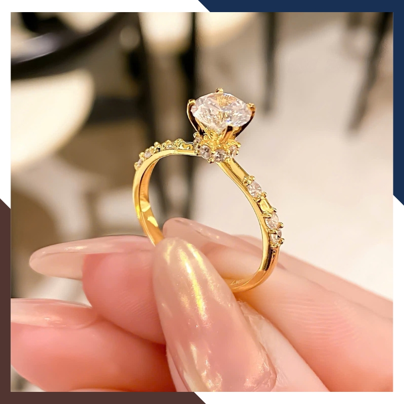 Nhẫn Cầu Hôn, Nhẫn Vàng Nữ Đính Đá NVN183 | Vàng Tây 10k