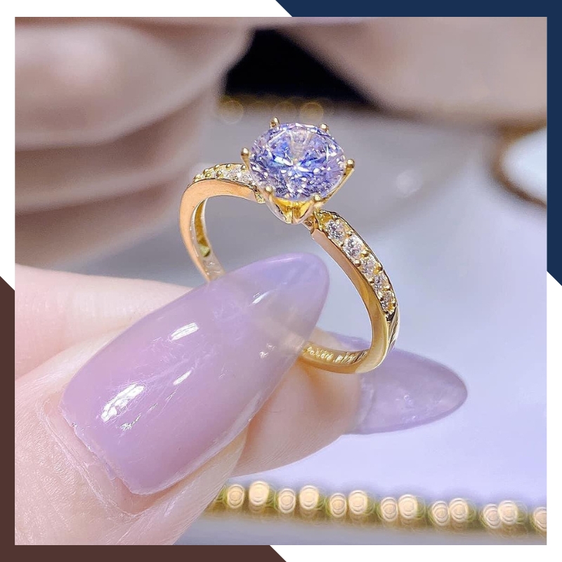 Nhẫn Cầu Hôn, Nhẫn Vàng Nữ Đính Đá NVN183 | Vàng Tây 10k