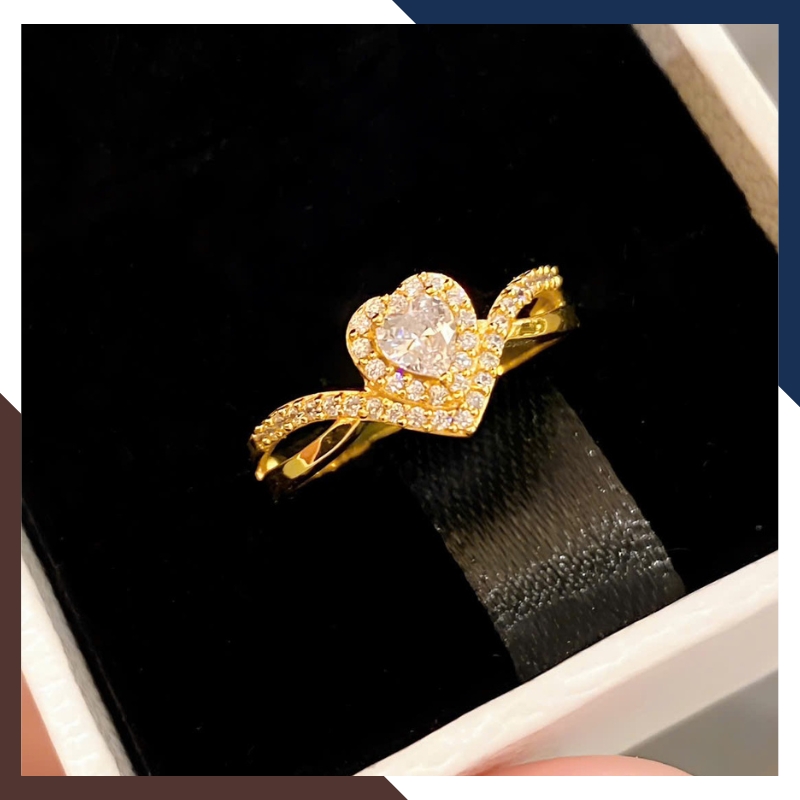 Nhẫn Cầu Hôn Vàng Tây, Nhẫn Vàng Nữ 10k Hình Trái Tim Đẹp NVN172