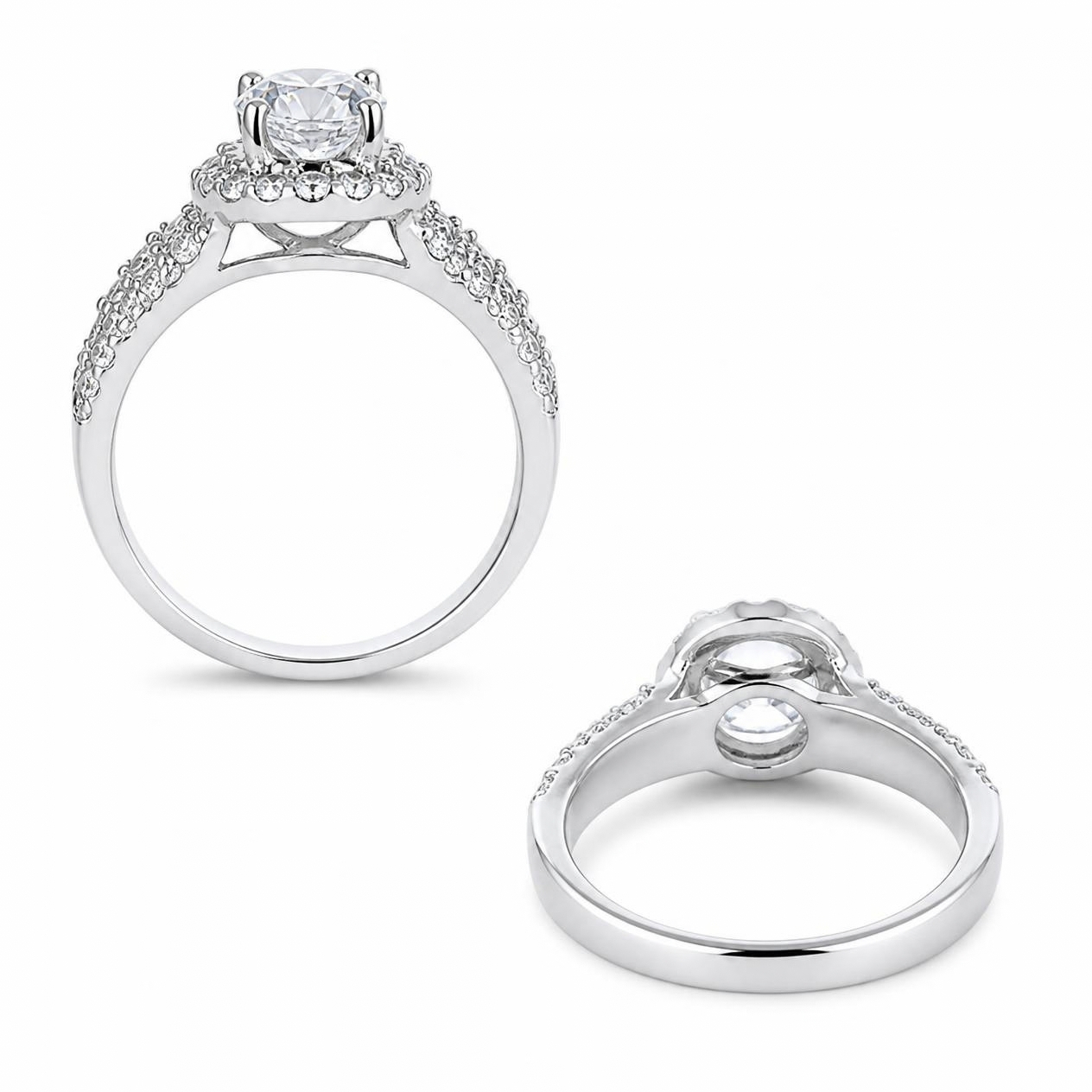 Nhẫn Cầu Hôn Vàng Trắng 10K Halo NVCH002 – 3 Mẫu Thiết Kế
