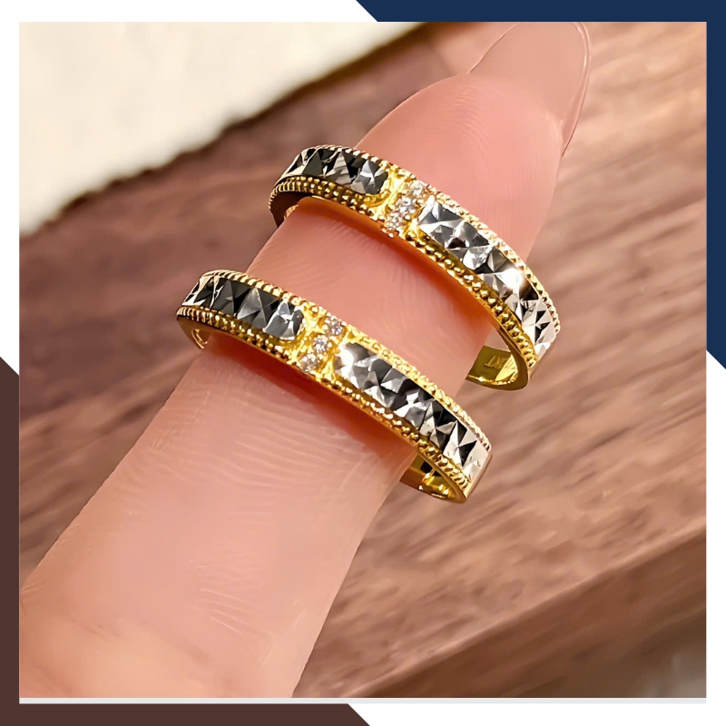 Nhẫn Cưới 1 Chỉ Vàng Tây 10k Đính Đá Đơn Giản NVCD80