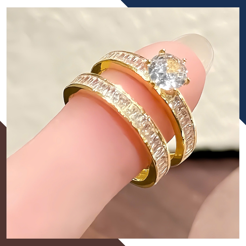 Nhẫn Cưới Cặp Đôi Vàng Tây 10k Đính Đá Gate Rẻ, Đẹp NVCD101