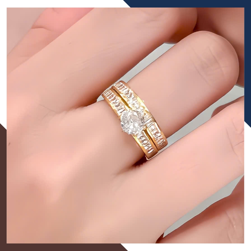 Nhẫn Cưới Cặp Đôi Vàng Tây 10k Đính Đá Gate Rẻ, Đẹp NVCD101