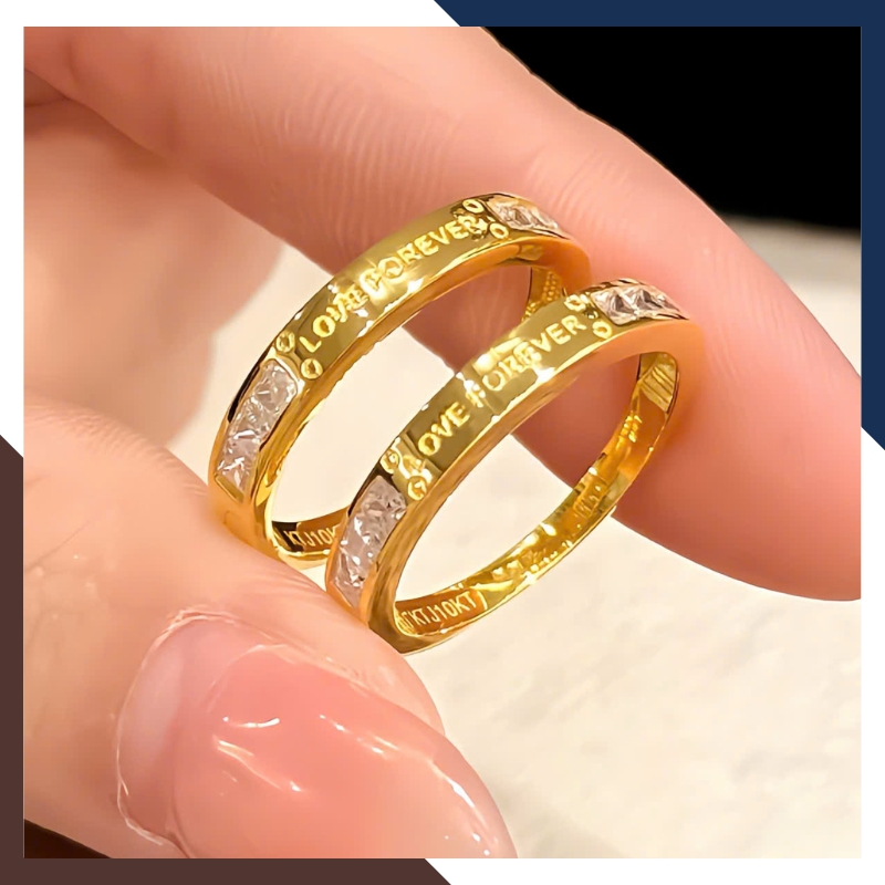 Nhẫn Cưới Khắc Chữ LOVE FOREVER Vàng Tây 10k Giá Rẻ NVCD89