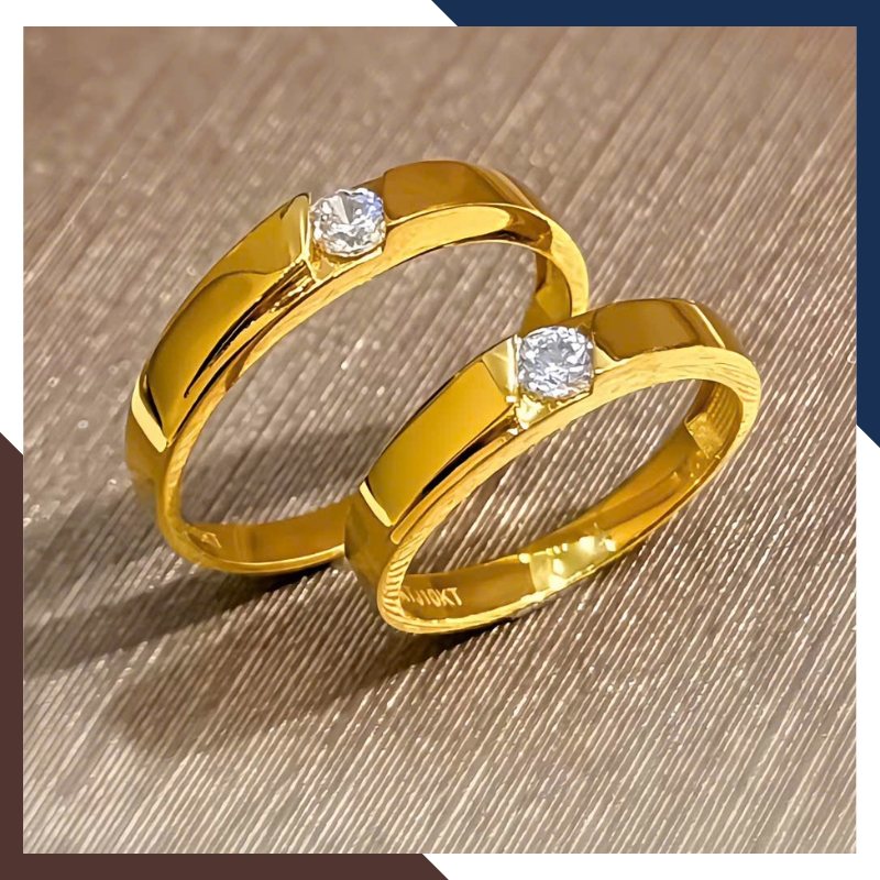 Nhẫn cưới trơn 1 chỉ vàng tây 10k không đính đá giá rẻ