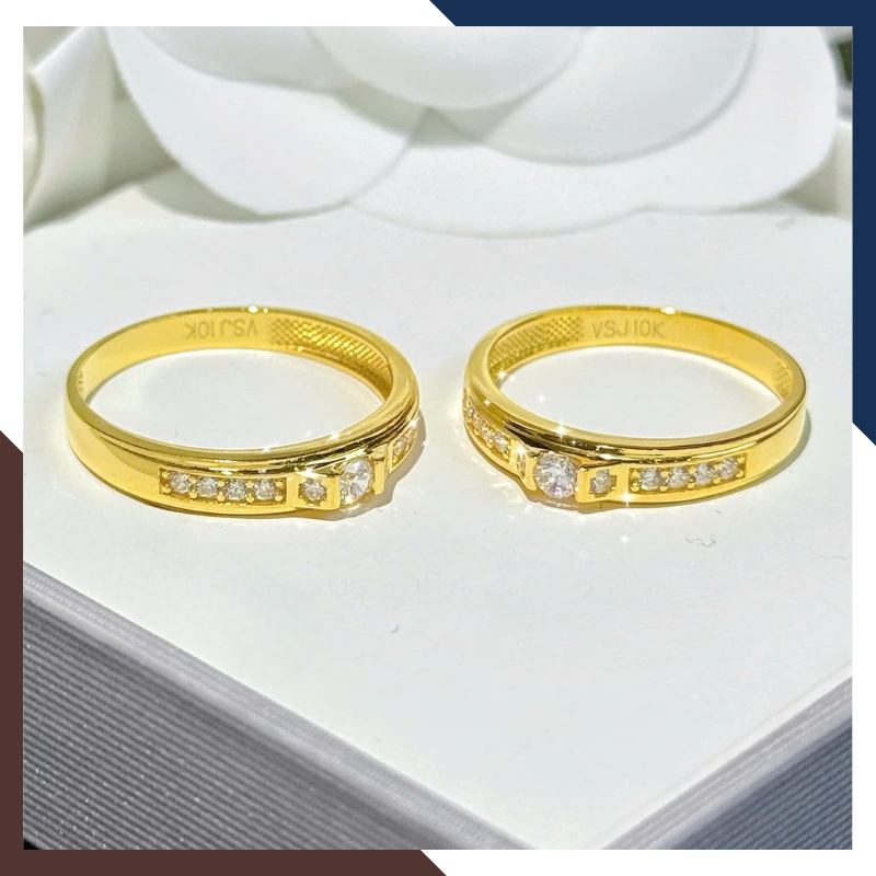 Nhẫn Cưới Vàng Tây 10k 1 Chỉ Đẹp NVCD135 – Mẫu Mới Sang Trọng