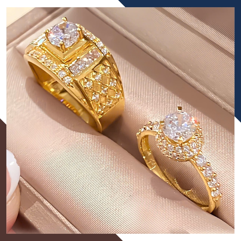 Nhẫn Cưới Vàng Tây 10k Bản To Đẹp Đính Đá NVCD102