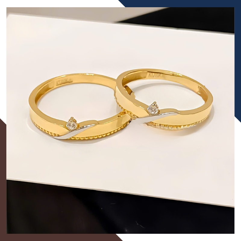 Nhẫn Cưới Vàng Tây 10k Đính Đá CZ Đẹp NVCD151