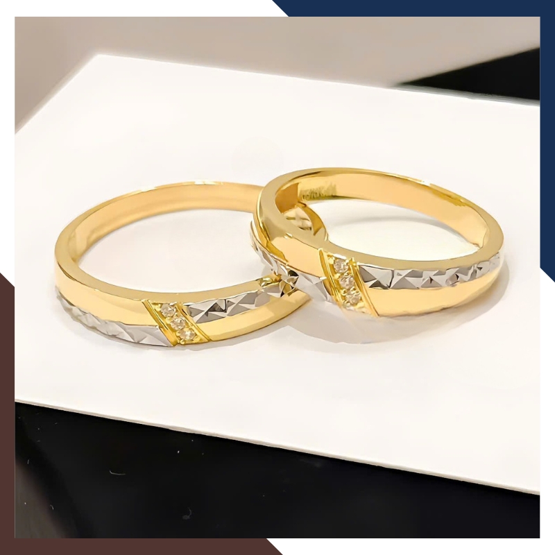 Nhẫn Cưới Vàng Tây 10k Đính Đá CZ Đẹp NVCD151