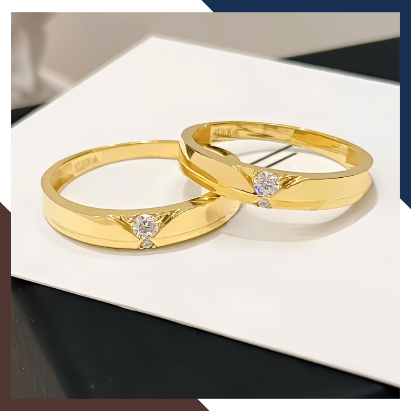 Nhẫn Cưới Vàng Tây 10k Đính Đá CZ Đẹp NVCD151