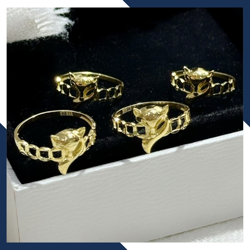 Nhẫn hồ ly vàng tây 10k, nhẫn kim tiền hồ ly tài lộc tình duyên cho nữ mã 1017TL34