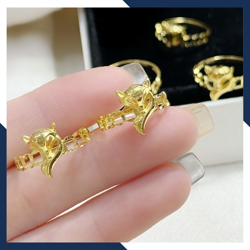 Nhẫn hồ ly vàng tây 10k, nhẫn kim tiền hồ ly tài lộc tình duyên cho nữ mã 1017TL34