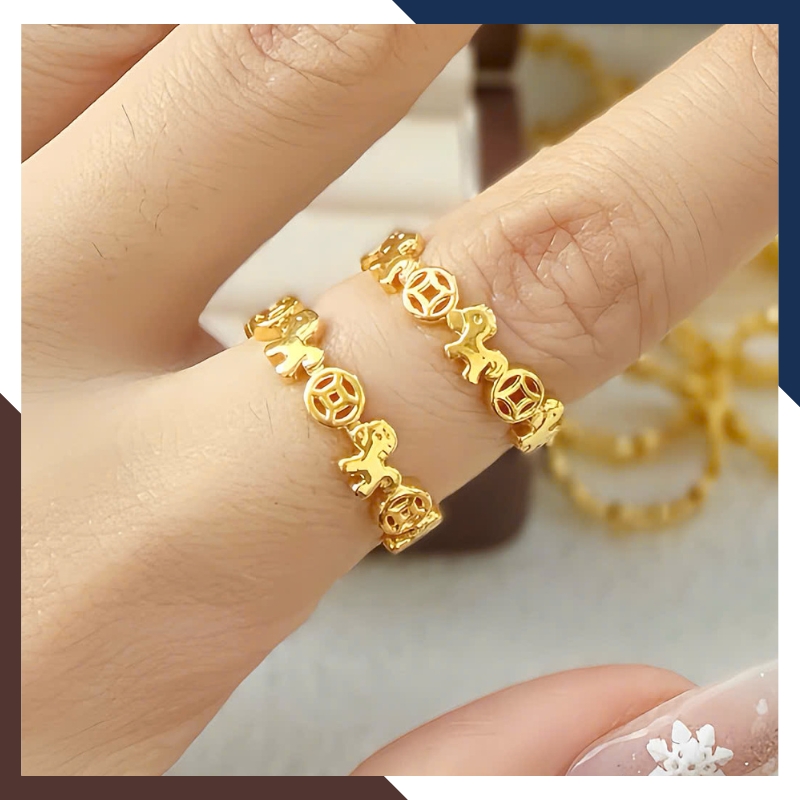 Nhẫn Kim Tiền Vàng 24K 9999 Nữ NVNU443 – Họa Tiết Con Ngựa Tinh Xảo