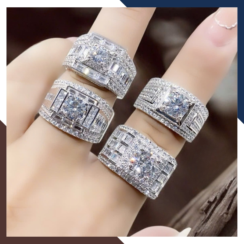 Nhẫn Nam Vàng Trắng 10k Đính Đá CZ Sang Trọng NVNA93