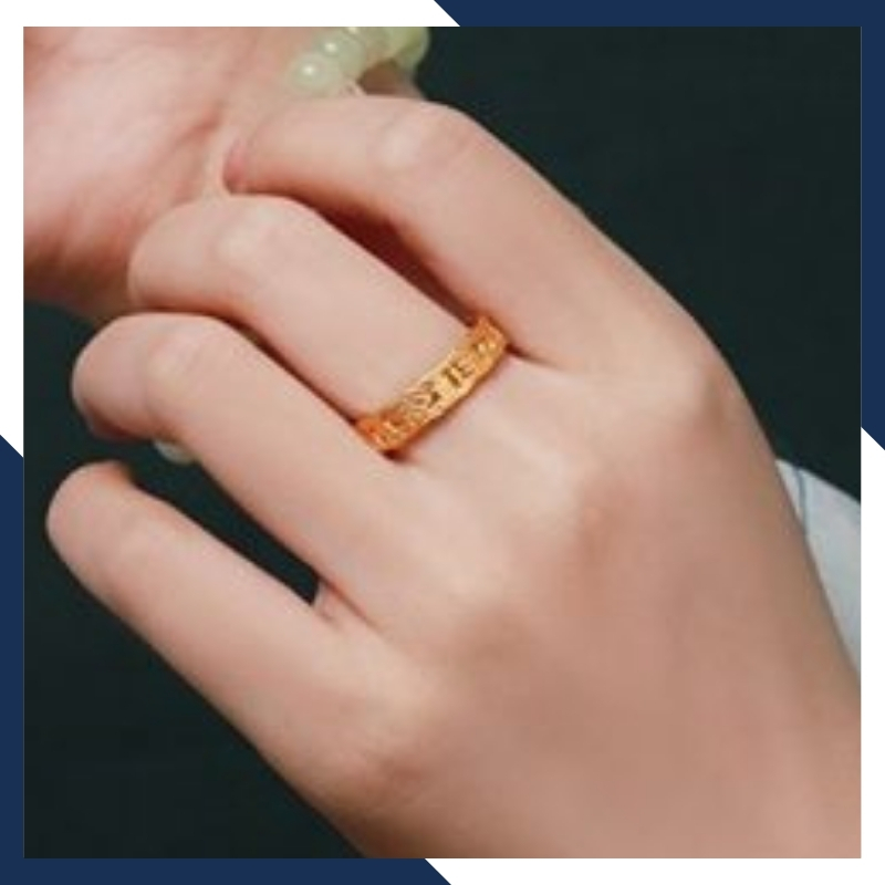 Nhẫn om mani padme hum vàng 24k 9999 chú bình an mã NPT12