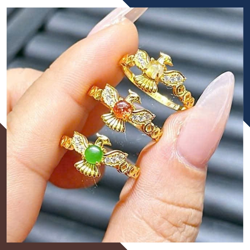 Nhẫn Phượng Hoàng Nữ Vàng 10k NVNU431 – Biểu Tượng Tái Sinh, Thăng Tiến, Thu Hút Tài Lộc