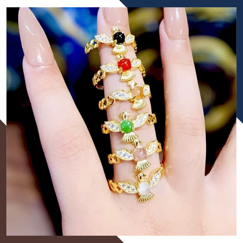 Nhẫn Phượng Hoàng Nữ Vàng 10k NVNU431 – Biểu Tượng Tái Sinh, Thăng Tiến, Thu Hút Tài Lộc