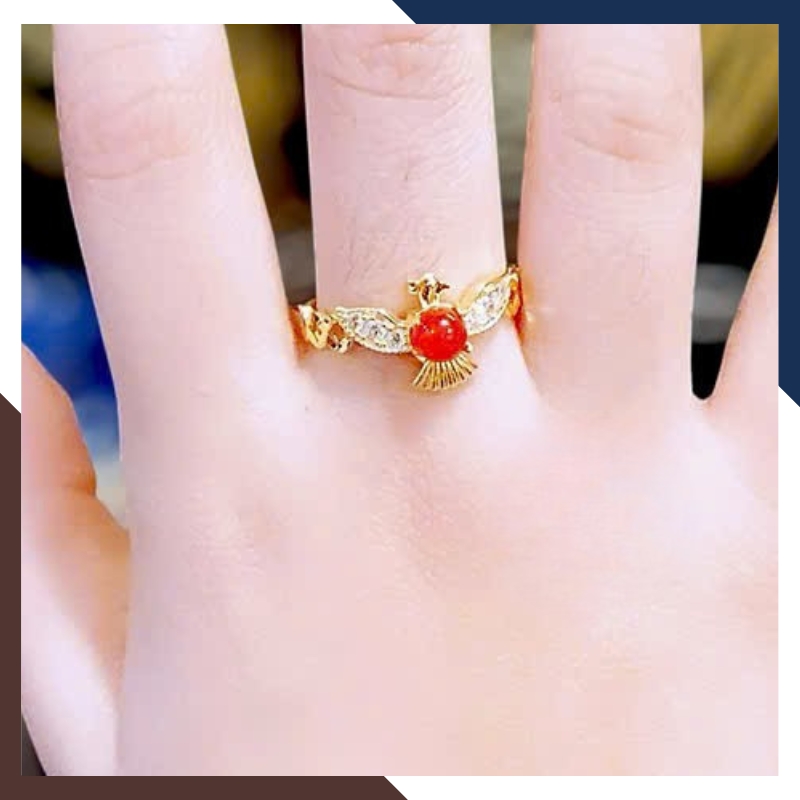 Nhẫn Phượng Hoàng Nữ Vàng 10k NVNU431 – Biểu Tượng Tái Sinh, Thăng Tiến, Thu Hút Tài Lộc
