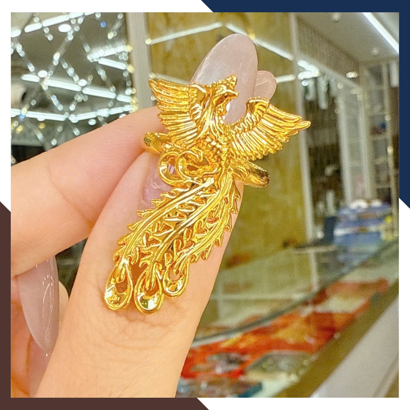 Nhẫn phượng hoàng vàng 24k NVNU435 chạm khắc 3D tinh xảo tôn dáng tay – biểu tượng phú quý