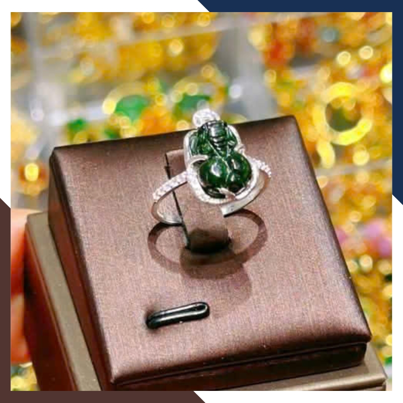 Nhẫn Tỳ Hưu Bạc Đá Cẩm Thạch Cho Nữ Mệnh Mộc NPT50