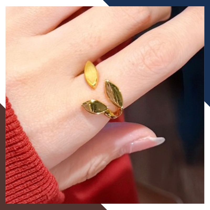 Nhẫn Vàng 24k 9999 Cho Nữ Hình 3 Chiếc Lá Đẹp NVN221