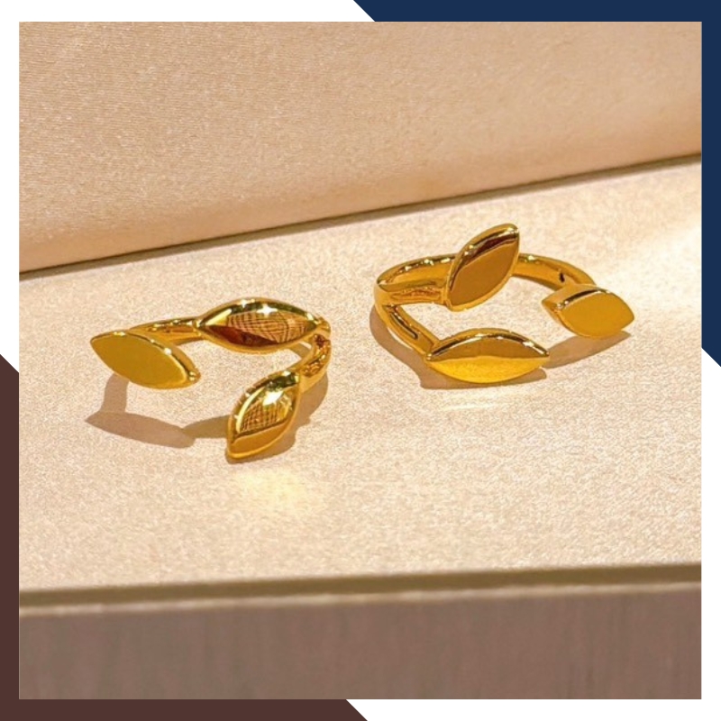 Nhẫn Vàng 24k 9999 Cho Nữ Hình 3 Chiếc Lá Đẹp NVN221