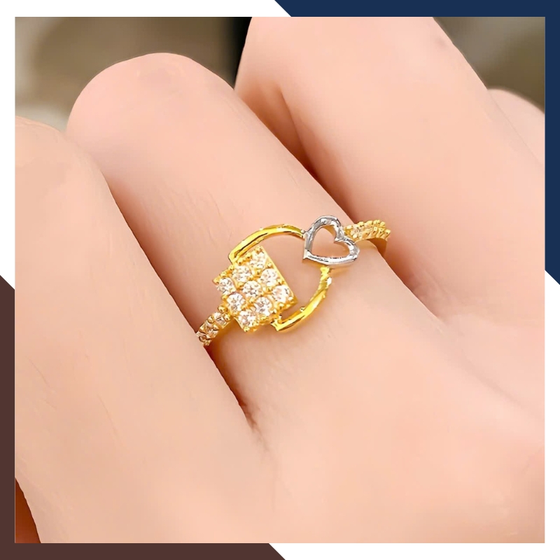 Nhẫn vàng nữ 10k hình trái tim ổ khóa tình yêu NVN420 – quà tặng bạn gái đầy ý nghĩa