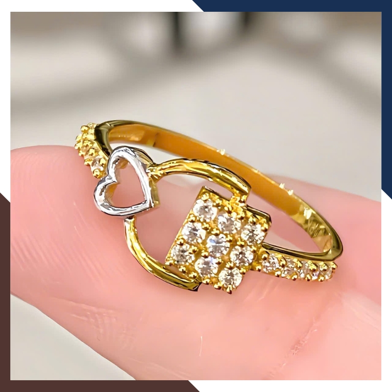 Nhẫn vàng nữ 10k hình trái tim ổ khóa tình yêu NVN420 – quà tặng bạn gái đầy ý nghĩa