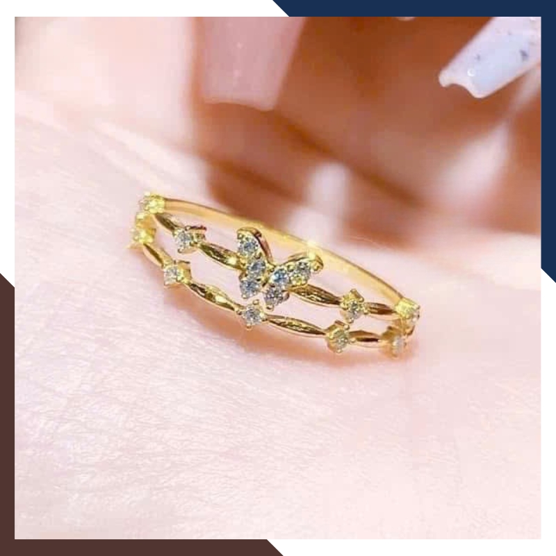 Nhẫn vàng tây nữ 10k hình bướm bản mảnh hợp đeo ngón trỏ
