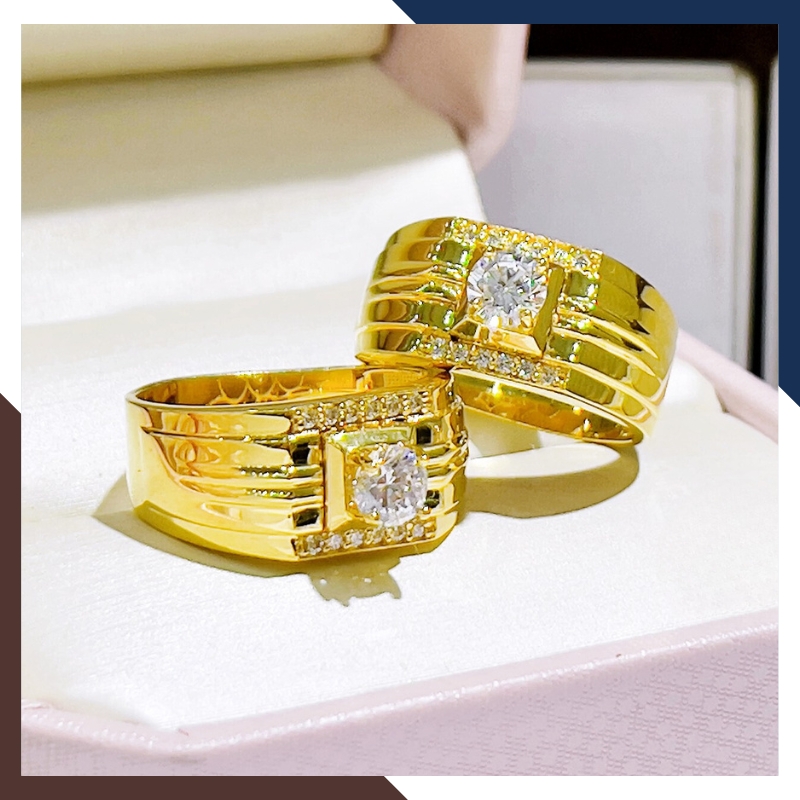 Nhẫn vàng tây nam 10k 1 chỉ đính hột đá trắng đẹp NVNA15