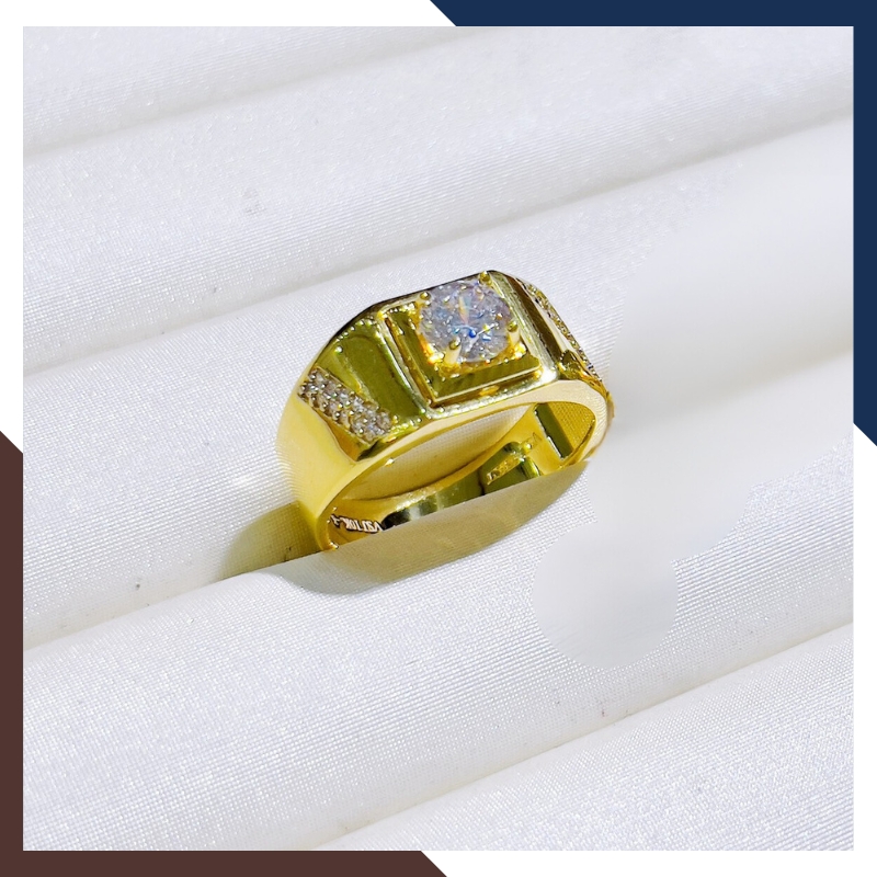 Nhẫn vàng tây nam 10k 1 chỉ đính hột đá trắng đẹp NVNA15