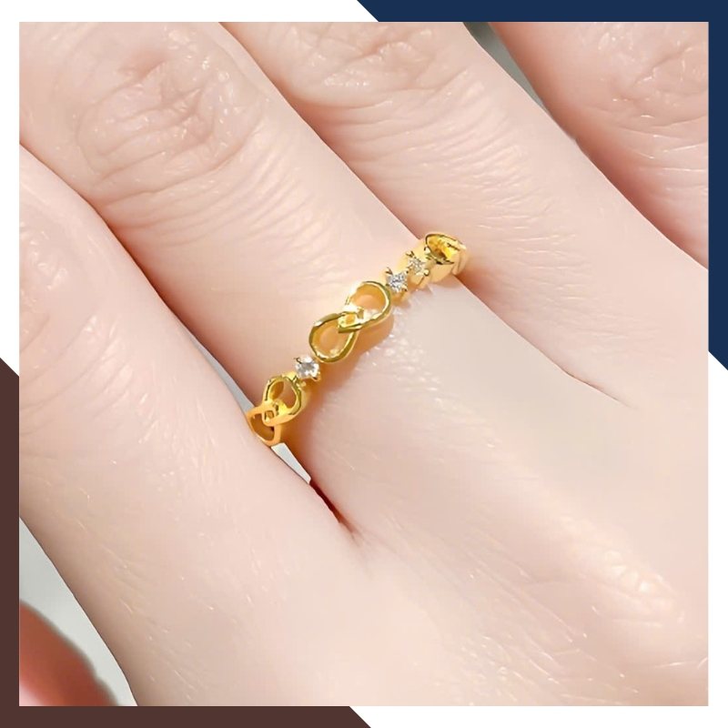 Nhẫn Vàng Tây Nữ 10k Bản Mỏng Vô Cực – Layering Thời Trang