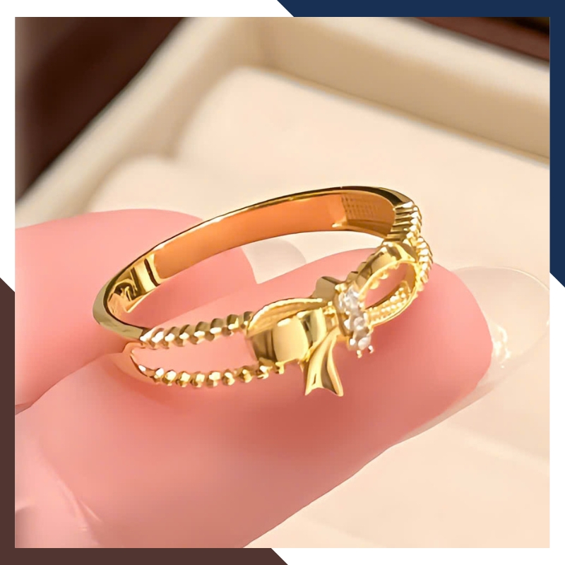 Nhẫn vàng tây nữ 10k hình nơ NVN296 – Ngọc trai Anchi