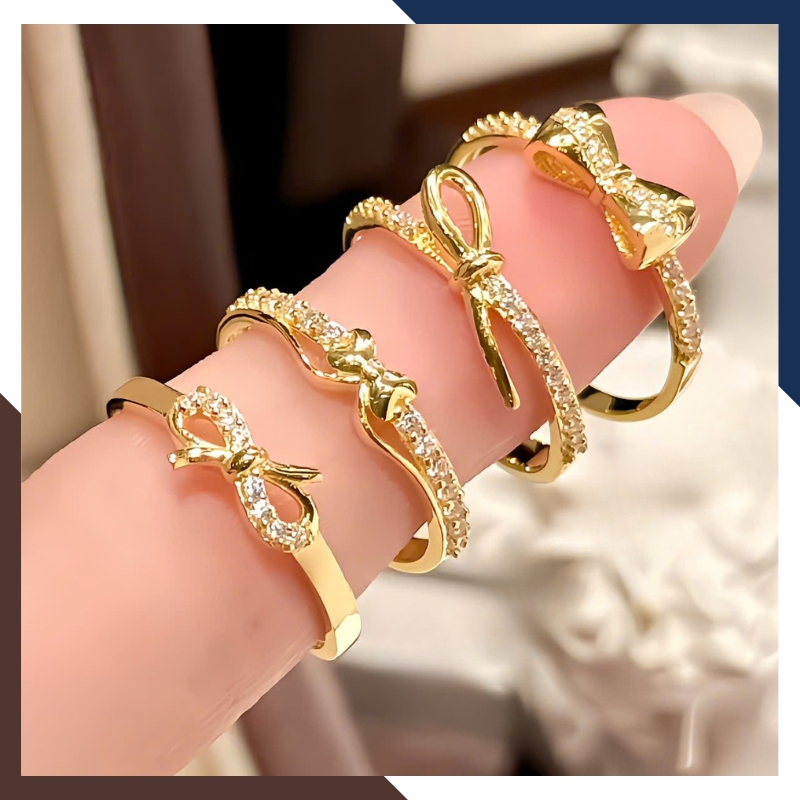 Nhẫn Vàng Tây Nữ 10K Hình Nơ NVN377 – Thiết Kế Thanh Mảnh, Sang Trọng, Dễ Phối Layering