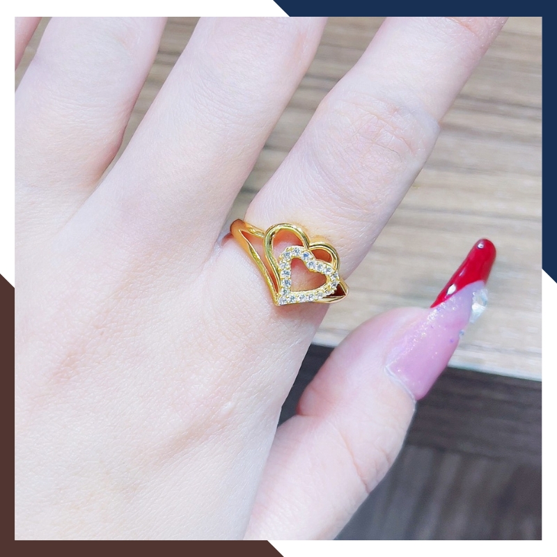 Nhẫn vàng tây nữ 10k hình trái tim NVN426 – Bộ sưu tập 6 mẫu nhẫn tặng bạn gái sang trọng