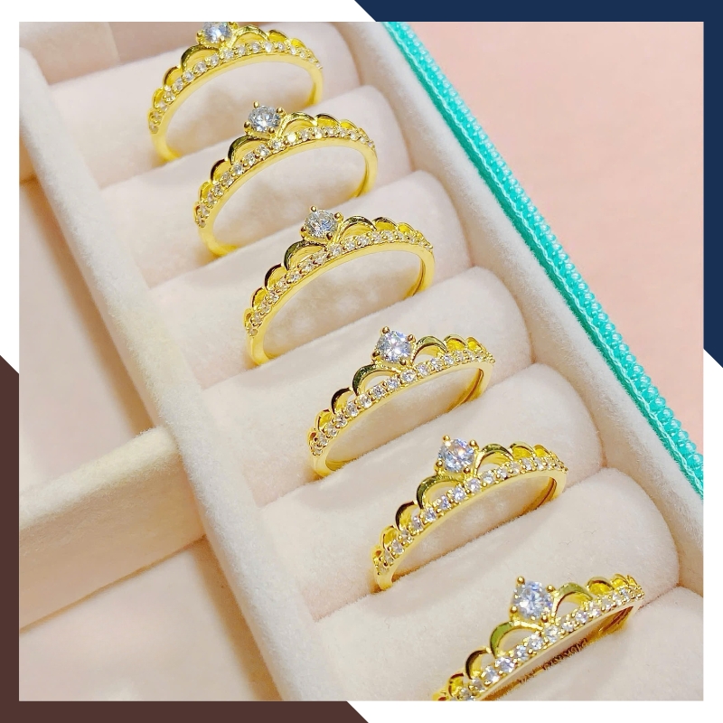 Nhẫn Vàng Tây Nữ 10K Hình Vương Miện Thanh Mảnh Tặng Bạn Gái NVN328 – Phù Hợp Layering
