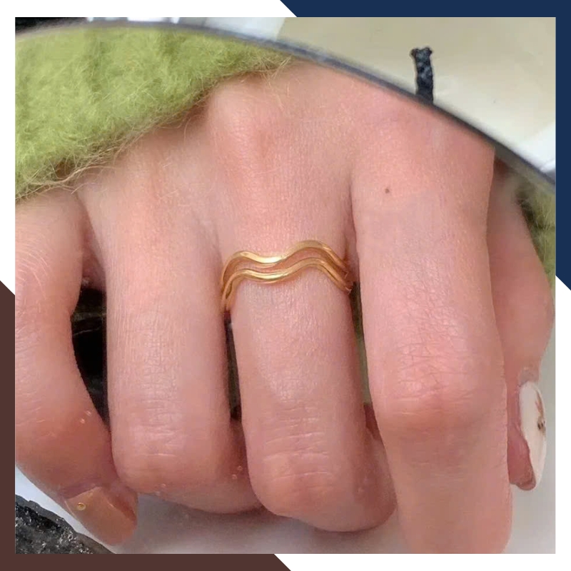 Nhẫn Vàng Tây Nữ 10K Kiểu Gợn Sóng Thanh Mảnh NVN339 – Đơn Giản, Phù Hợp Layering